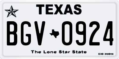 TX license plate BGV0924
