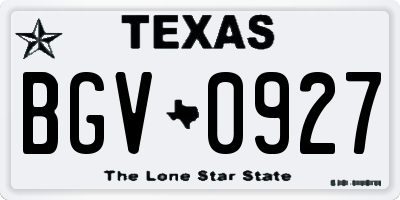 TX license plate BGV0927