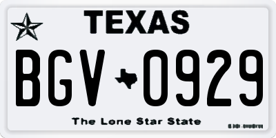 TX license plate BGV0929