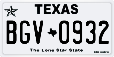 TX license plate BGV0932