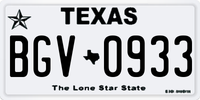 TX license plate BGV0933
