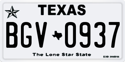 TX license plate BGV0937