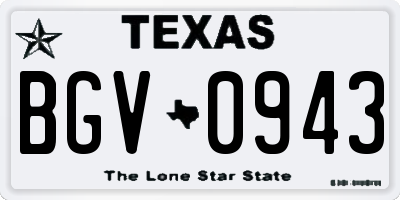 TX license plate BGV0943