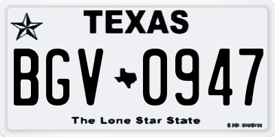 TX license plate BGV0947