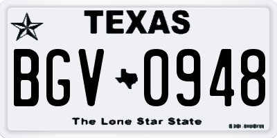 TX license plate BGV0948
