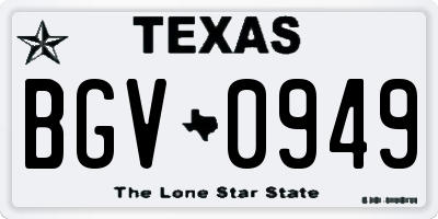 TX license plate BGV0949