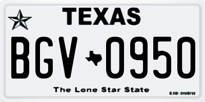TX license plate BGV0950