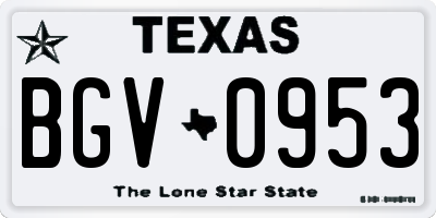 TX license plate BGV0953
