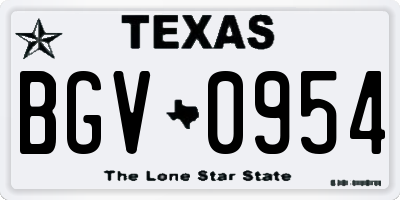 TX license plate BGV0954