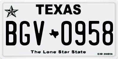 TX license plate BGV0958