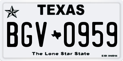 TX license plate BGV0959