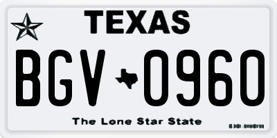 TX license plate BGV0960