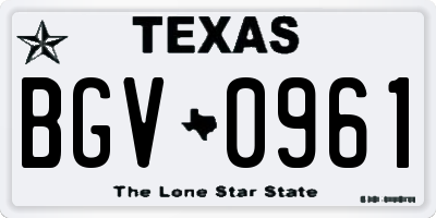 TX license plate BGV0961