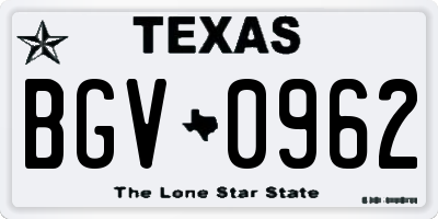 TX license plate BGV0962