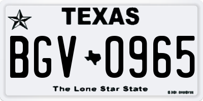 TX license plate BGV0965