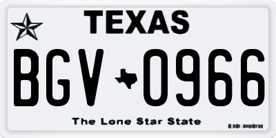 TX license plate BGV0966
