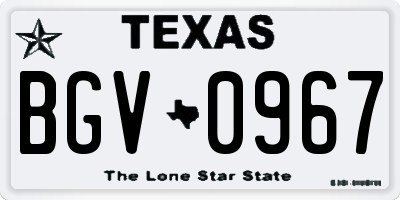 TX license plate BGV0967