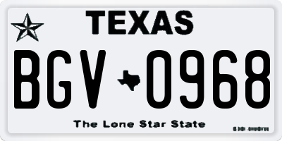 TX license plate BGV0968