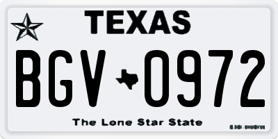TX license plate BGV0972