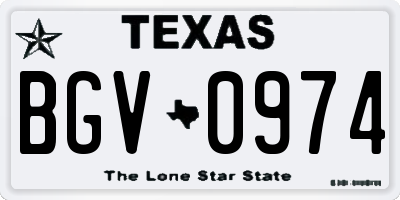 TX license plate BGV0974