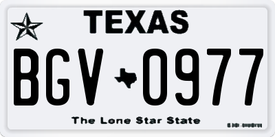 TX license plate BGV0977