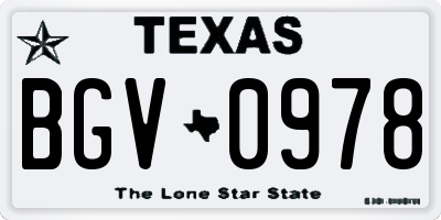 TX license plate BGV0978