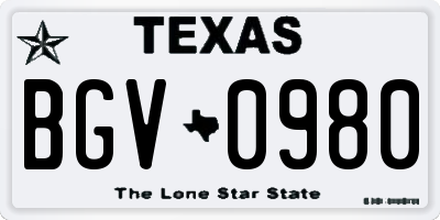 TX license plate BGV0980