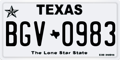 TX license plate BGV0983