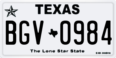 TX license plate BGV0984