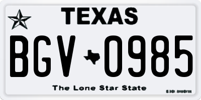 TX license plate BGV0985