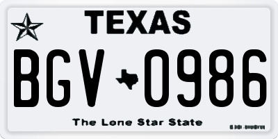 TX license plate BGV0986