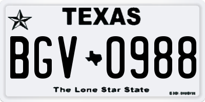 TX license plate BGV0988