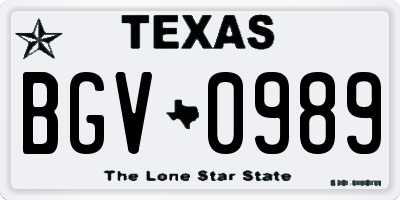 TX license plate BGV0989