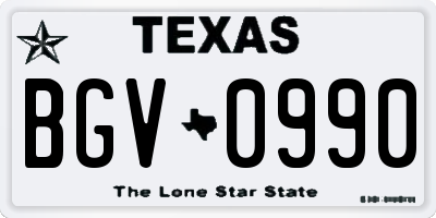 TX license plate BGV0990