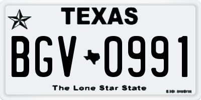 TX license plate BGV0991