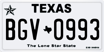 TX license plate BGV0993