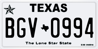 TX license plate BGV0994