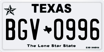 TX license plate BGV0996