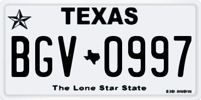 TX license plate BGV0997