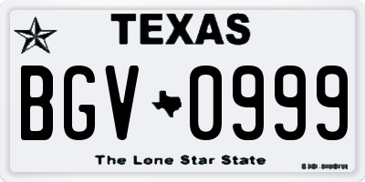 TX license plate BGV0999