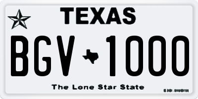 TX license plate BGV1000