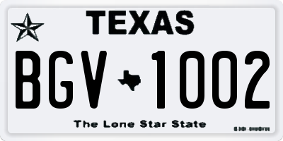TX license plate BGV1002