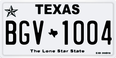 TX license plate BGV1004