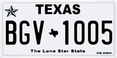 TX license plate BGV1005