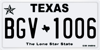 TX license plate BGV1006