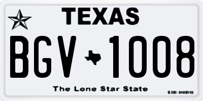 TX license plate BGV1008