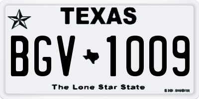 TX license plate BGV1009