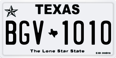 TX license plate BGV1010