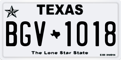 TX license plate BGV1018