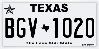 TX license plate BGV1020